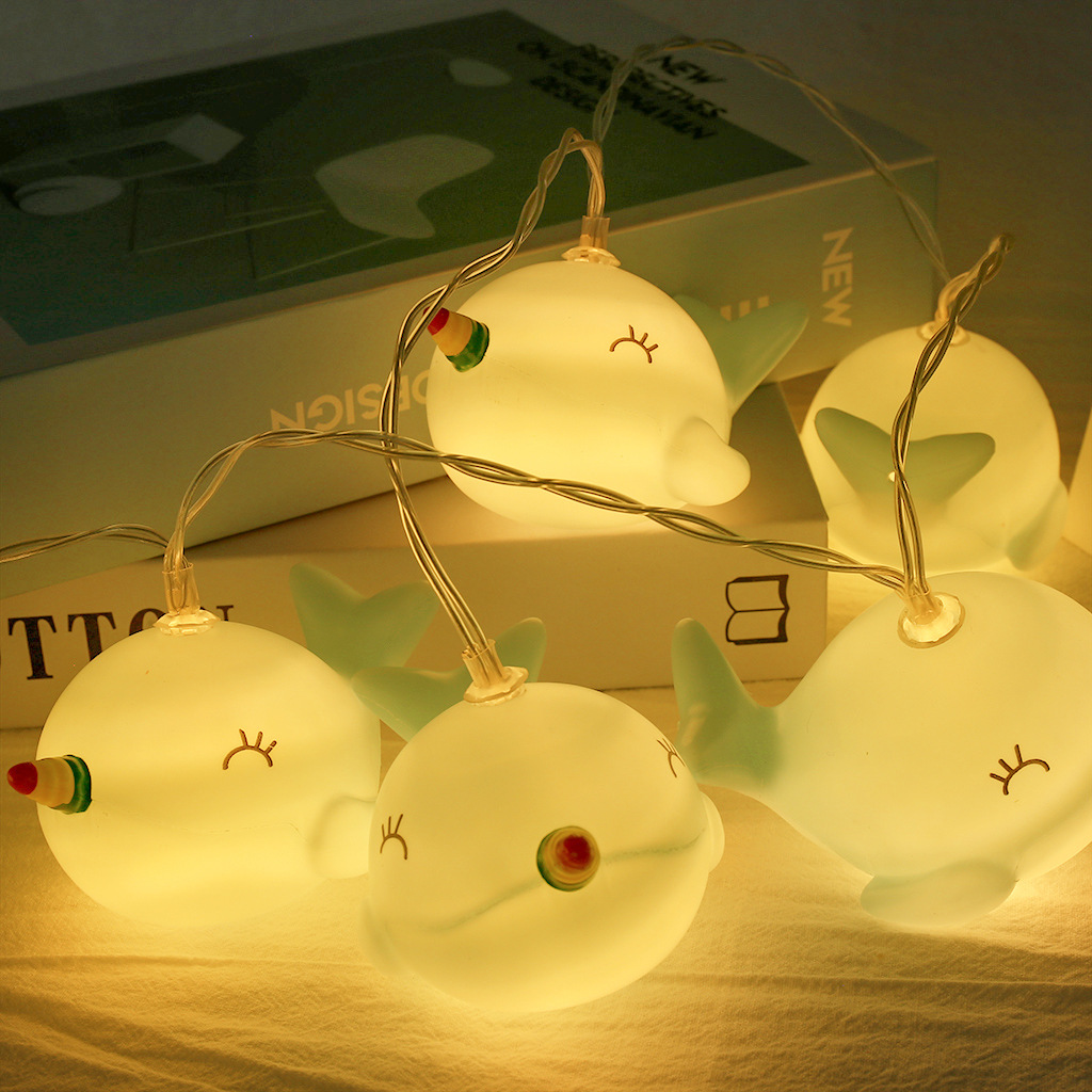 bz1503 10led蓝色塑料小海豚造型装饰灯串 儿童房间场地布置道具