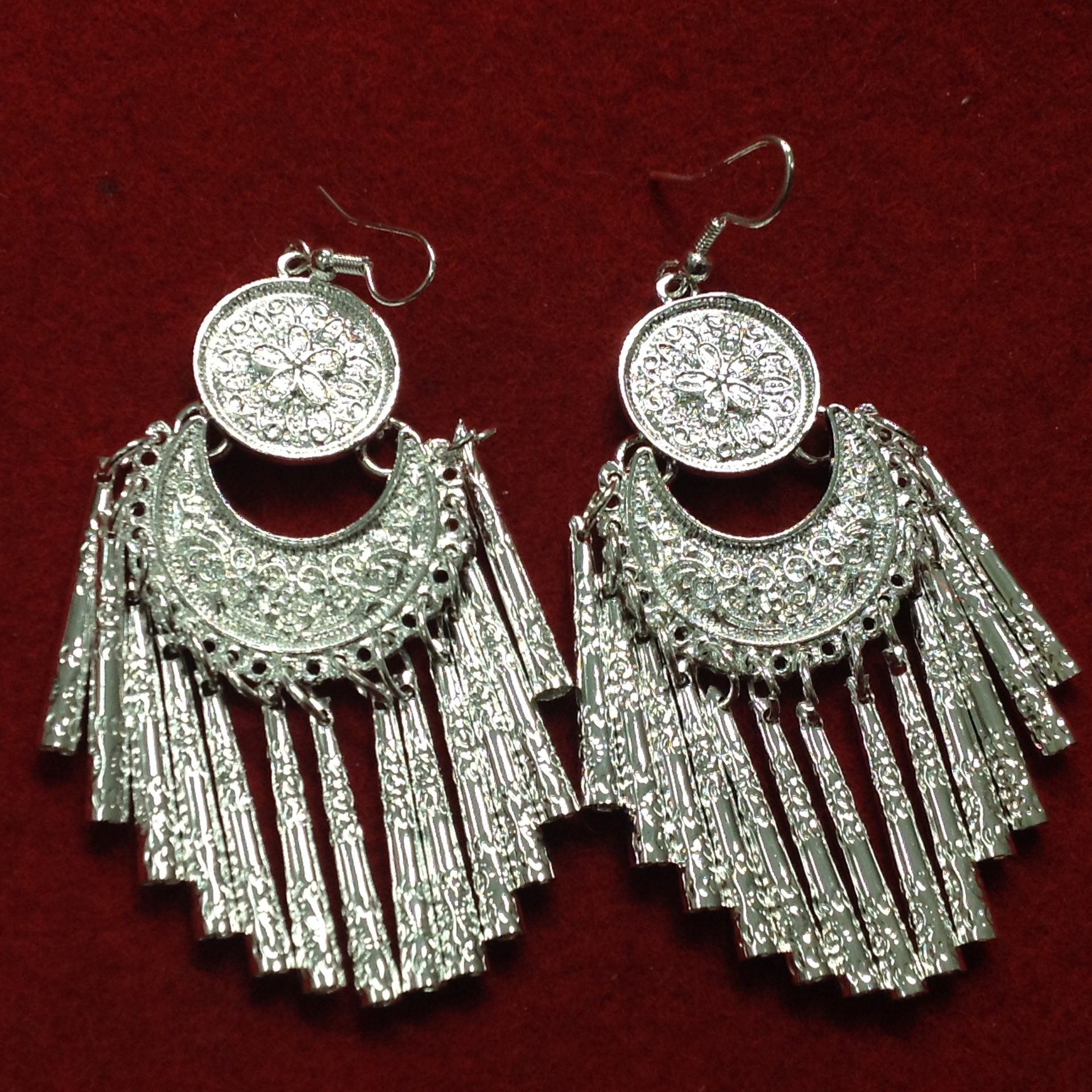 经典云南民族风长流苏苗银耳环民族节目苗银项圈配饰耳坠新款饰品