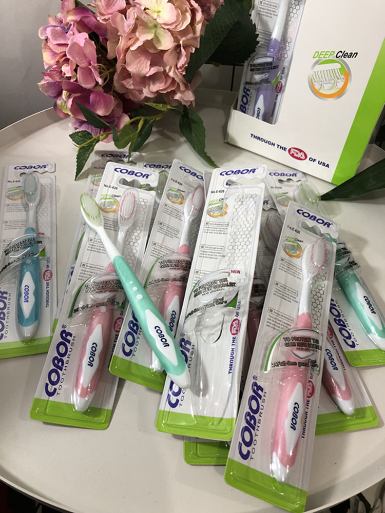 现货美国cobor可贝尔正品牙刷超细软毛护龈清洁成人12只 家庭装