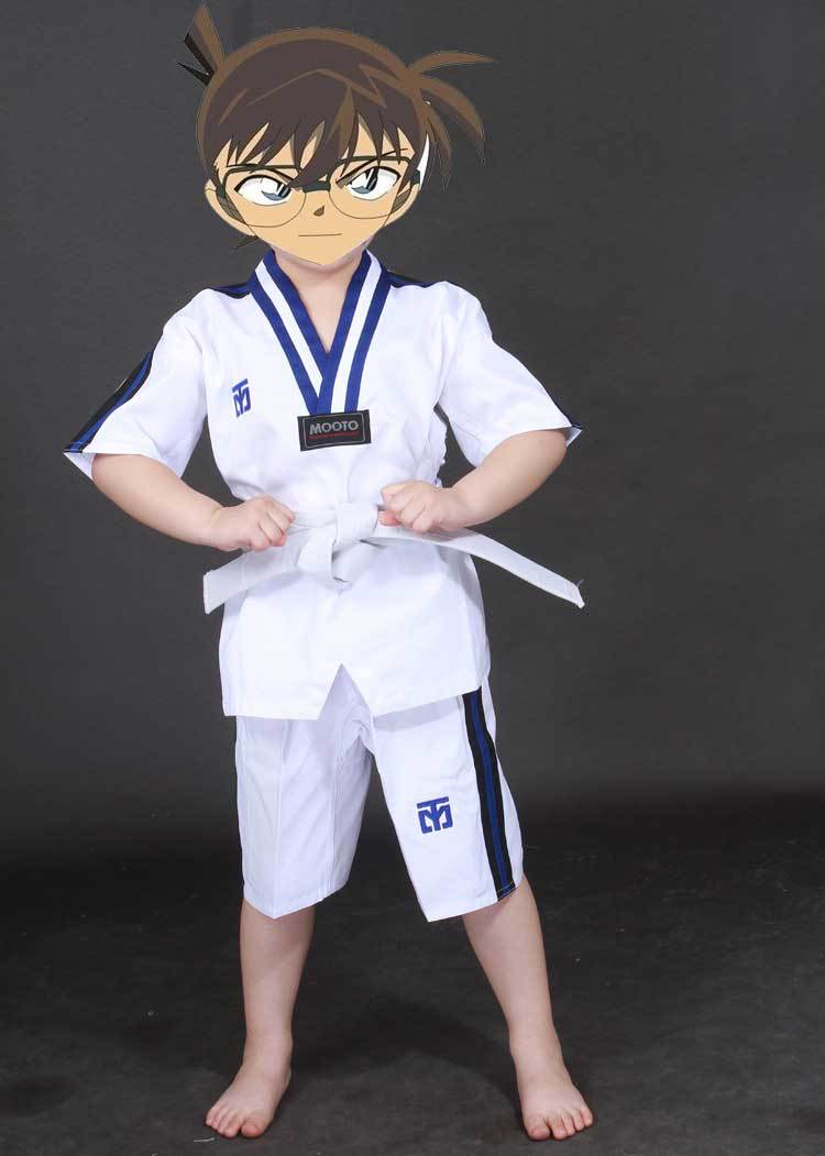 厂家直销mooto跆拳道道服儿童短袖条棉成人男女夏装短袖一件代发