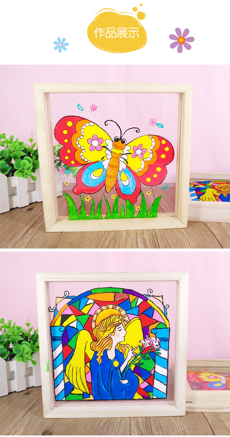 实木亚克力玻璃画框大号热销儿童幼儿园绘画涂鸦创意diy手绘材料
