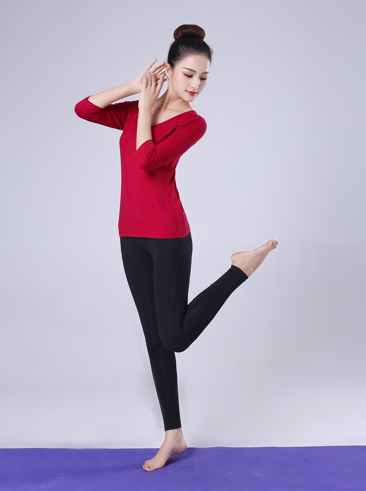 2020年艺校学生形体健身运动训练服基本功舞蹈练功服上衣中袖女