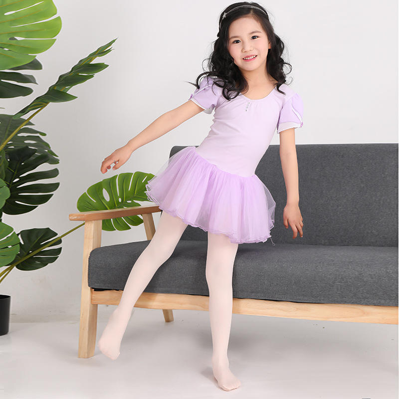 儿童舞蹈袜练功白色连裤袜挖洞袜子60d薄款女大童专业芭蕾舞蹈袜