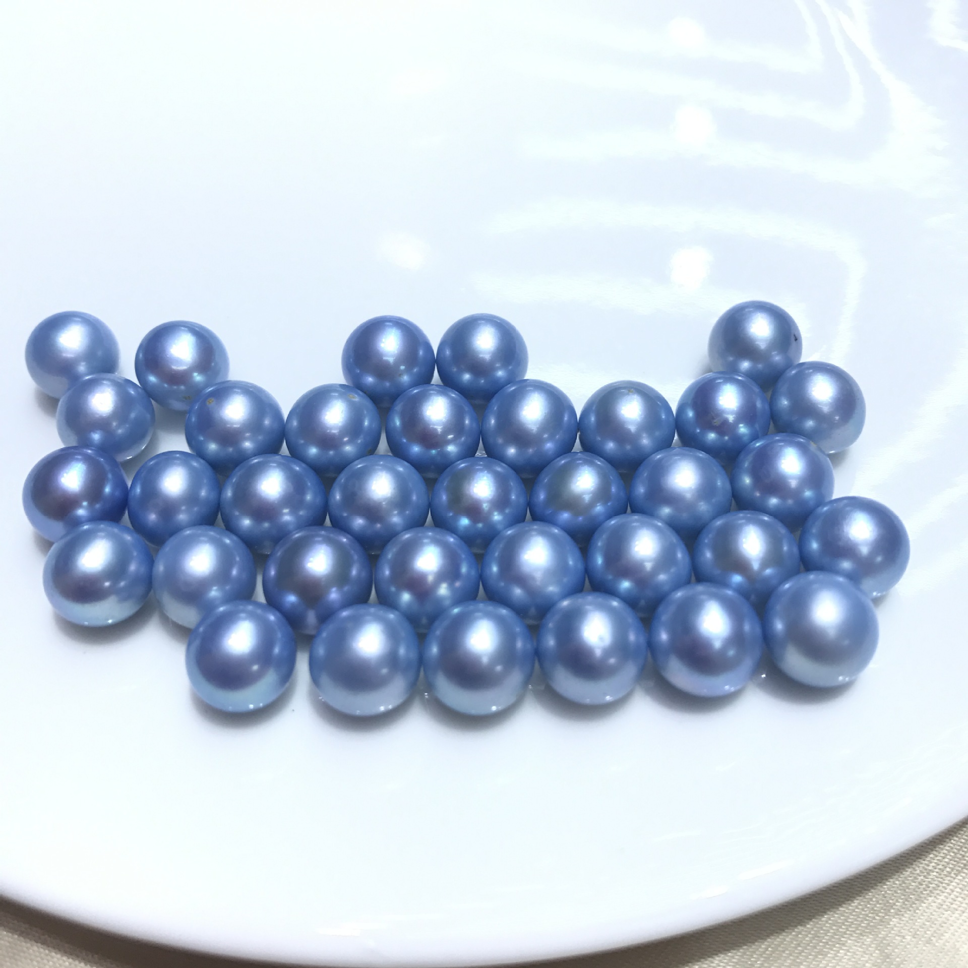淡水真多麻 天然珍珠裸珠批发 天空蓝珍珠 diy手工材料