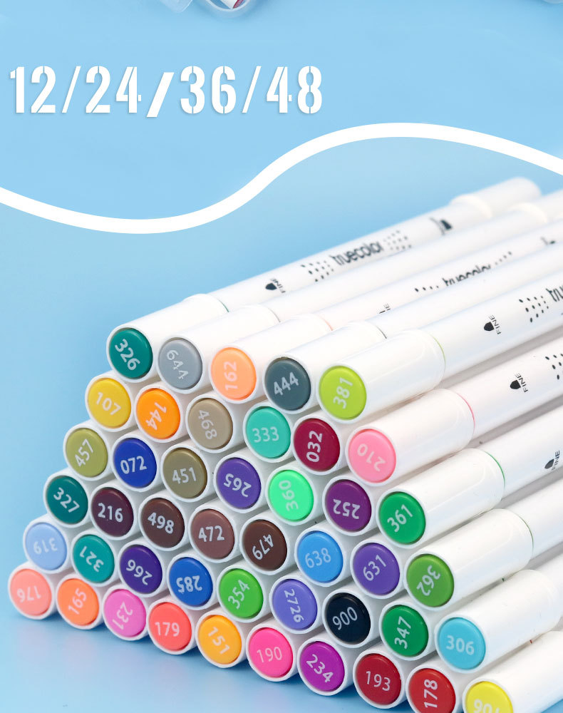 真彩马克笔24色套装学生初学者动漫绘画笔双头酒精油性彩色全套