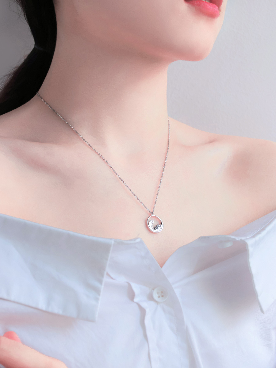 925银韩版山海皆可平锁骨链山盟海誓项链情侣项链情人节礼物