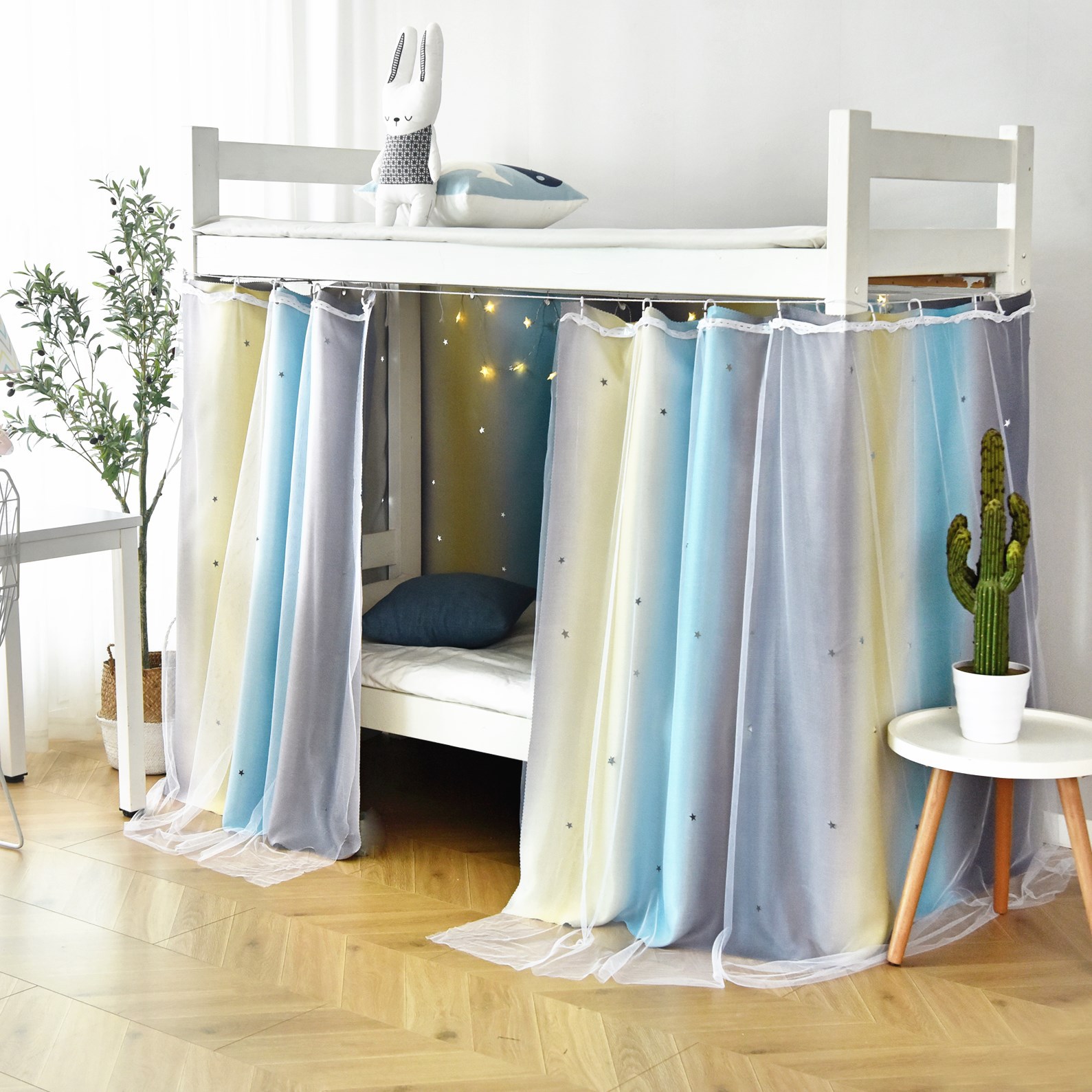 床帘下铺学生宿舍上铺寝室纱帘公主风ins风少女心韩式家用遮光布