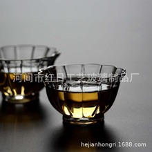 供应花瓣耐热加厚透明玻璃品茗杯主人杯个人小茶杯日式功夫茶具