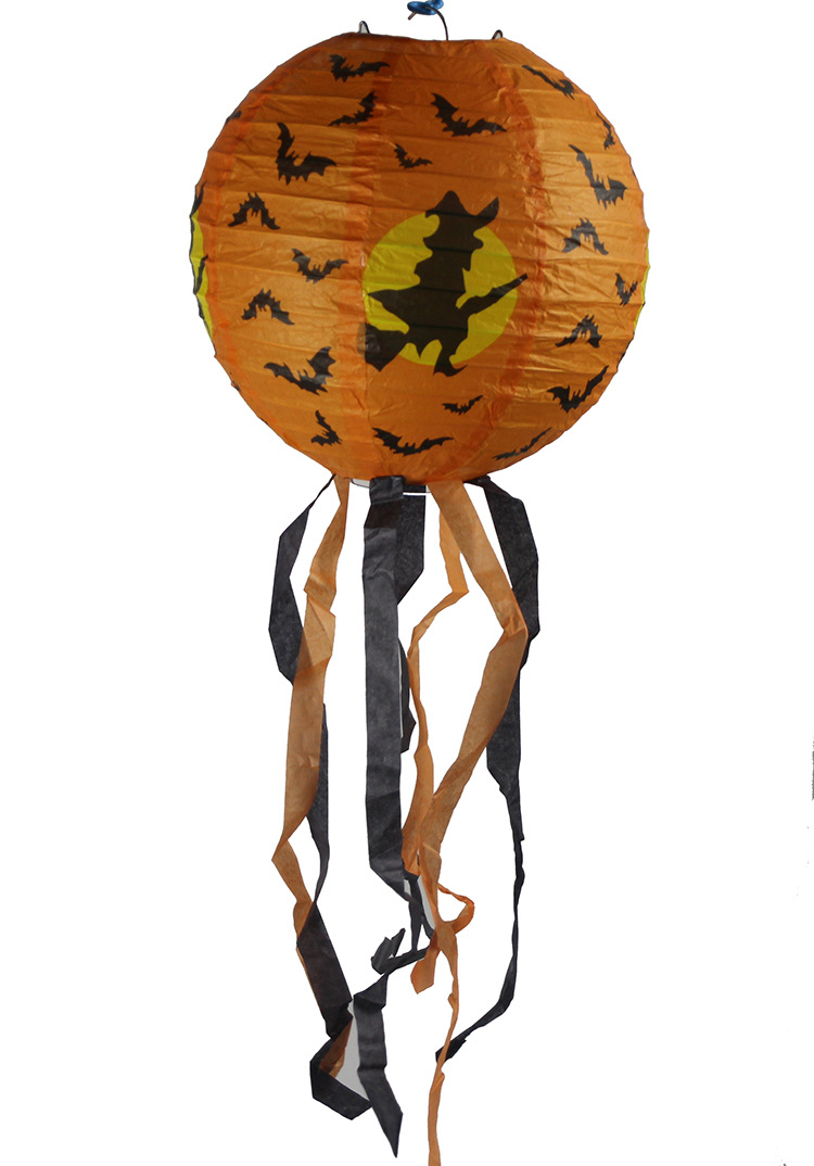 现货批发万圣节印刷纸灯笼 恶搞装饰吊须手工20cm30cm鬼节灯笼