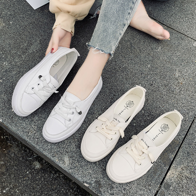 White Shoes for Women 2022 New Women's Shoes Spring and Autumn Korean Style Low-Top Casual Shoes for Women Elastic Slip-on Student Board Shoes for Women