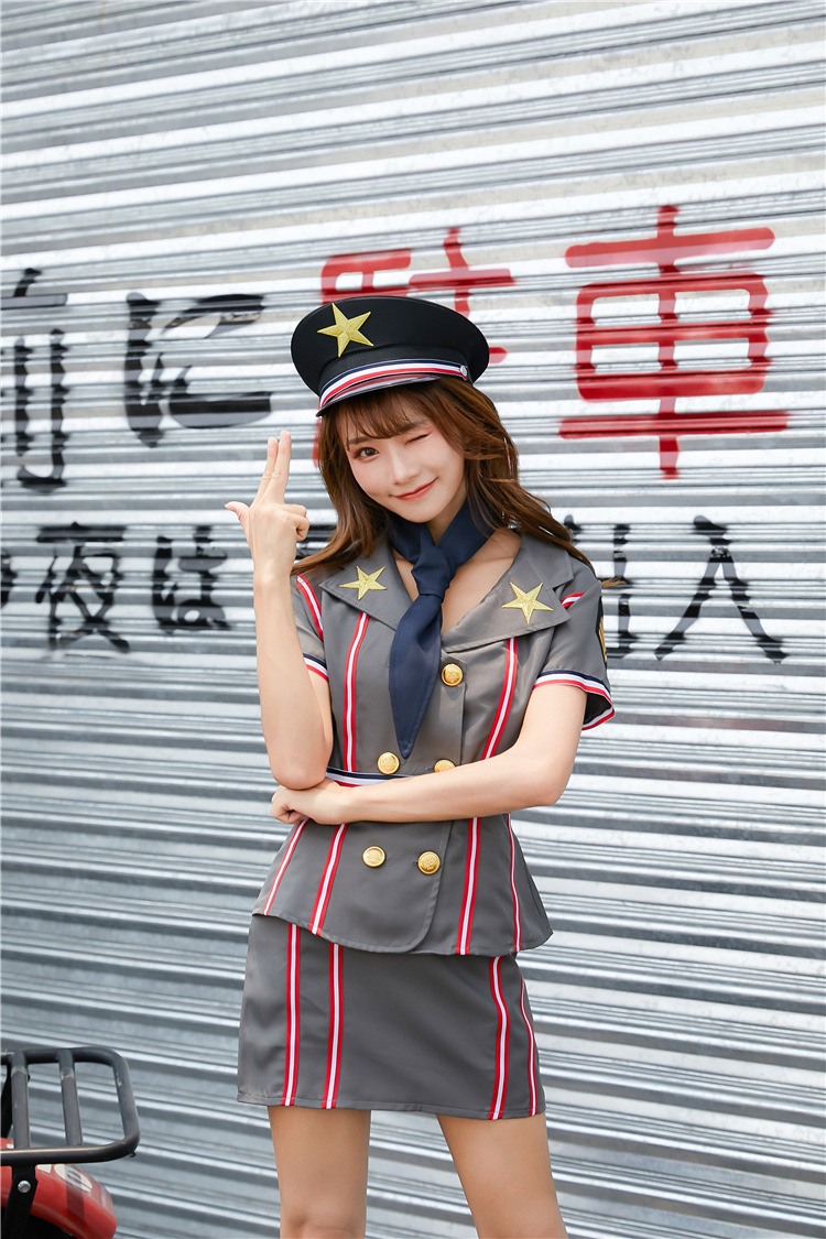 新款万圣节cos服女警察制服诱惑 可爱狱警性感角色扮演服装