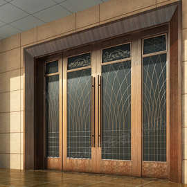 厂家定制现代风格商铺不锈钢平开大门  不锈钢酒店会所玻璃大门