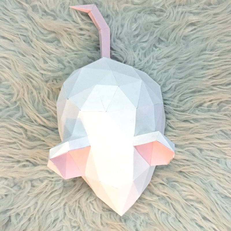 农历新年可爱老鼠 几何折纸3d立体纸模型立体构成diy手工创意摆