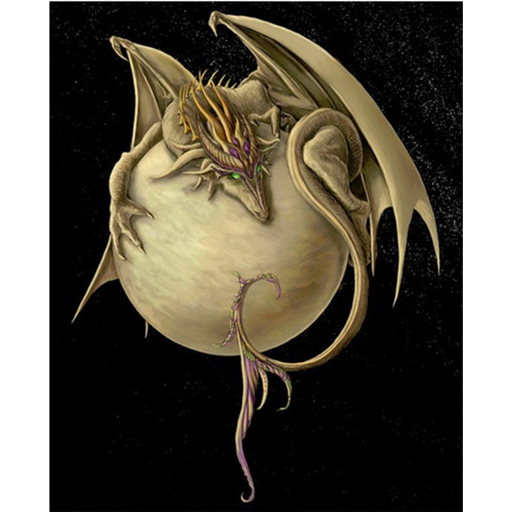 创意5diy满钻石画黄珠龙贴钻十字绣砖石画家居工艺品外贸跨境爆款