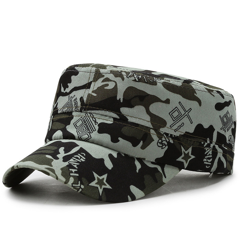 Camouflage Hat Student Training Hat Labor Protection Hat Summer Camp Hat Sun Hat Flat-Top Cap Prop Hat Flat-Top Cap