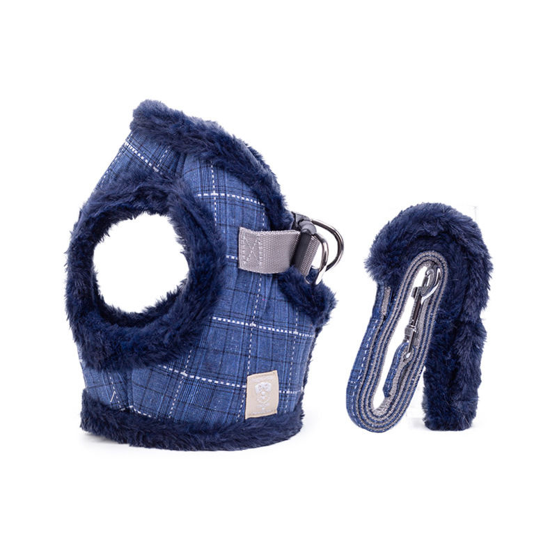 Genius Dog New Pet Supplies Autumn and Winter Fleece-Lined Dog Breast Strap Vest Pet Hand Holding Rope Wholesale