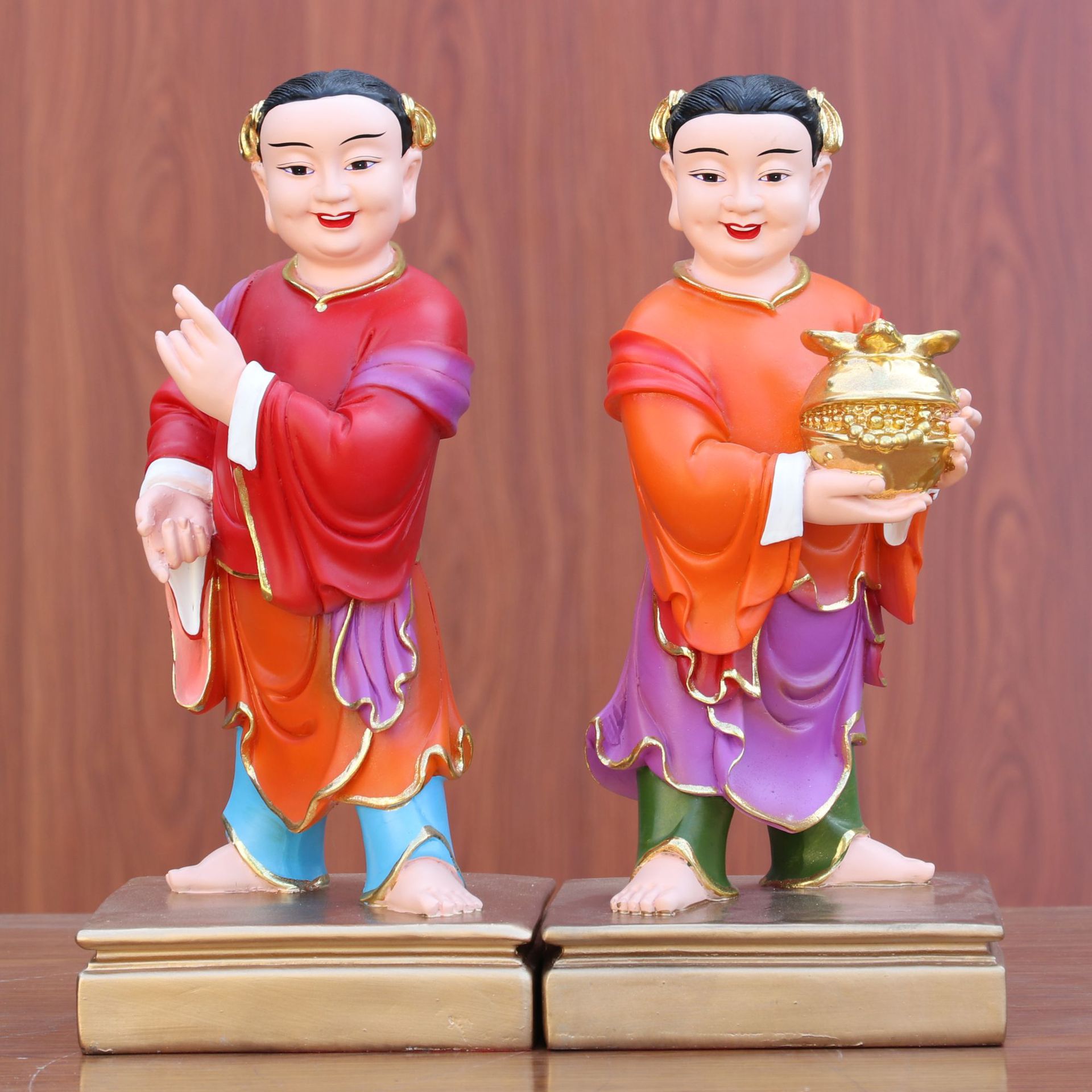 道教和合二仙神像摆件催姻缘招桃花婚姻之神欢天喜地佛像摆件