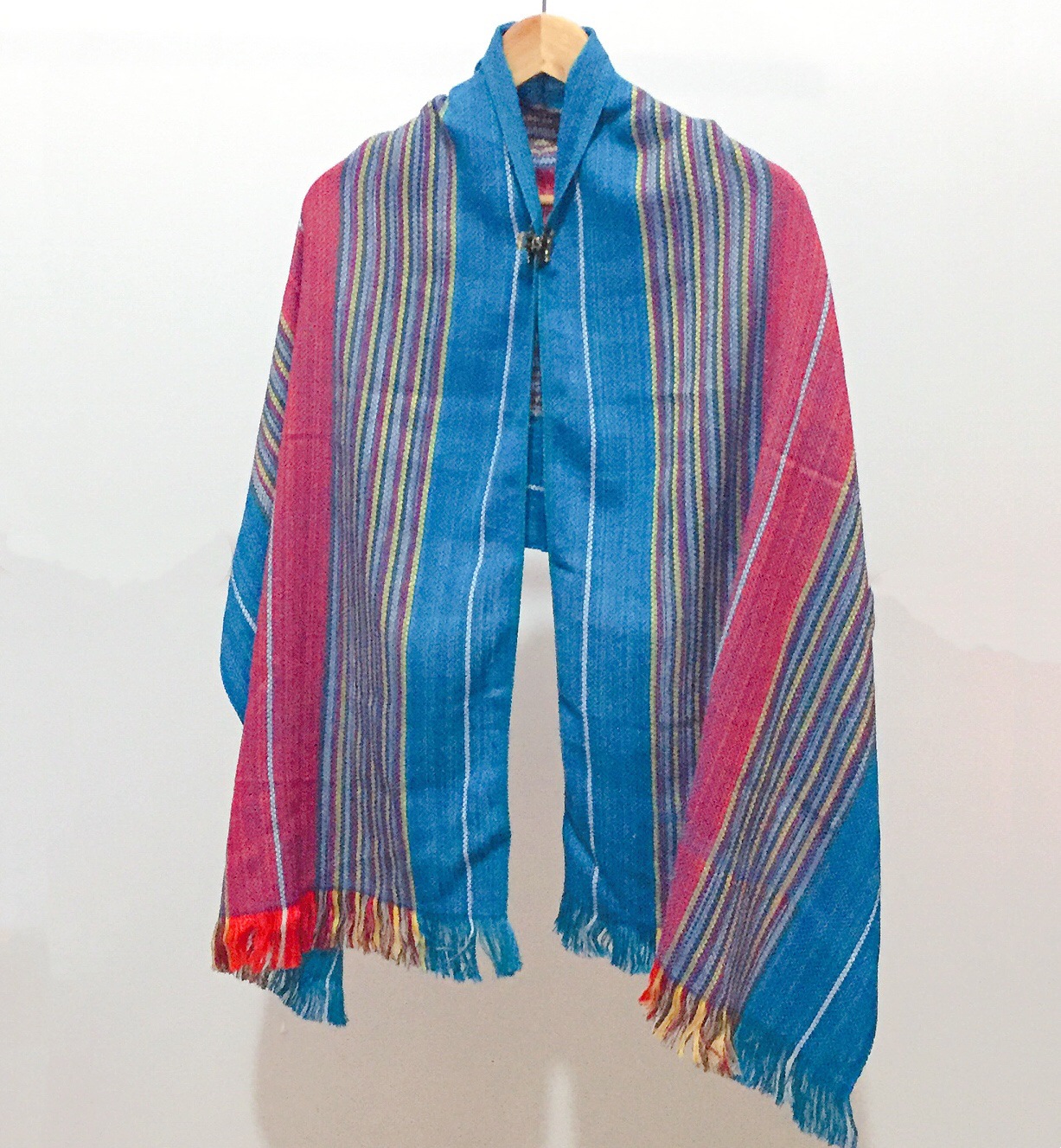 民族风手工土布围巾 棉质七彩配色编织披肩围脖 秋冬季男女款围巾