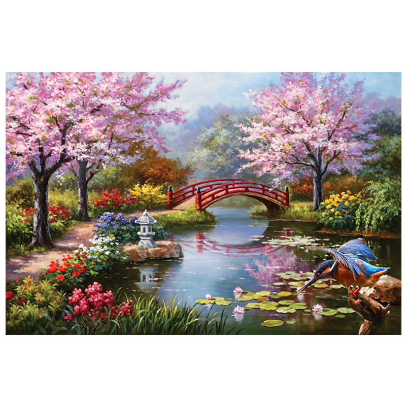 亚马逊爆款diy新款钻石画 山水风景画客厅卧室贴钻十字绣厂家批发