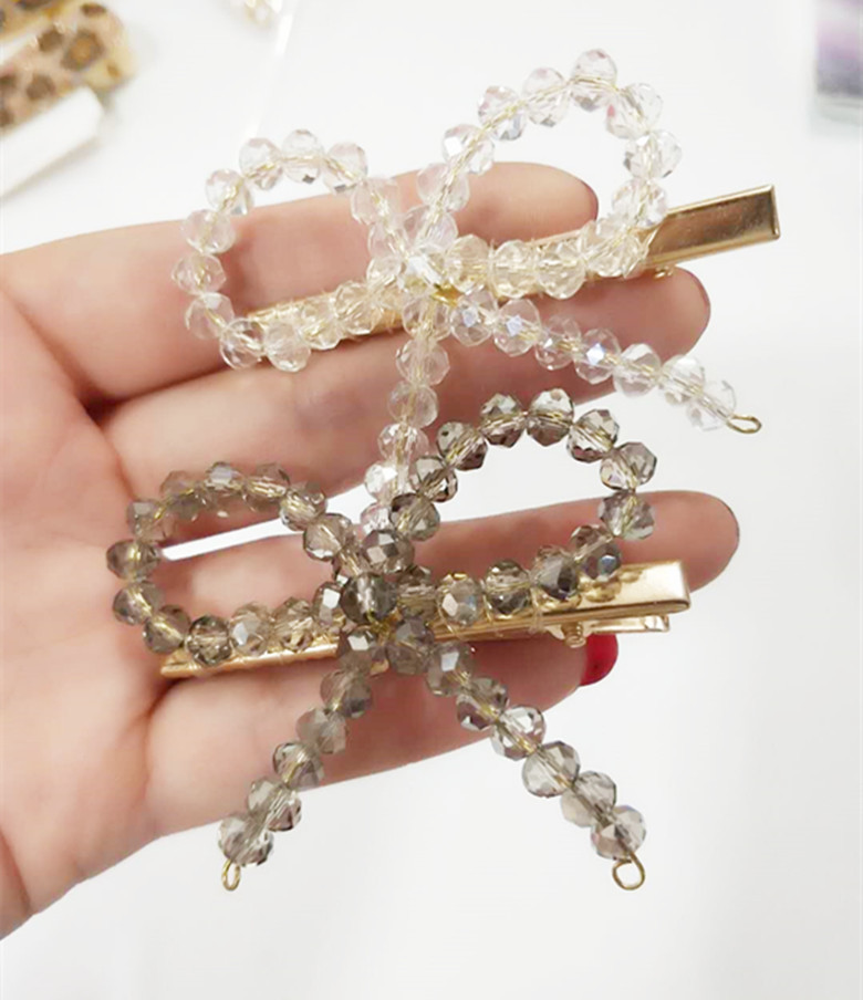 夹子韩国网红头饰蝴蝶结水晶卡子可爱简约刘海一字夹顶夹边夹发夹