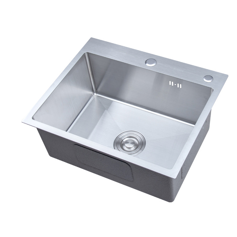 304不锈钢手工盆单盆厚边厨房洗菜盆台上拉丝水槽小单槽5243