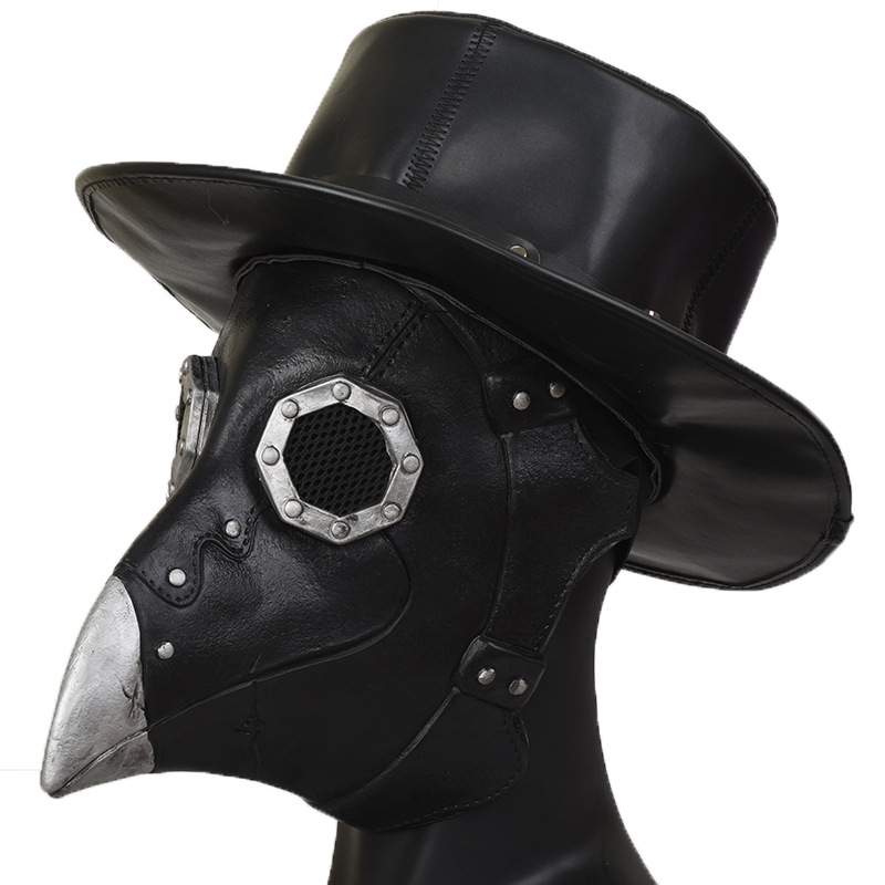 万圣节蒸汽朋克黑死病巫医瘟疫乌鸦鸟嘴乳胶面具酒吧派对气氛道具