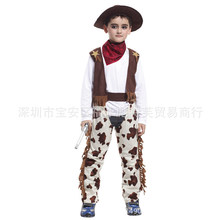 厂家直销万圣节演出服装 cosplay西部牛仔男款服饰套装儿童表演服