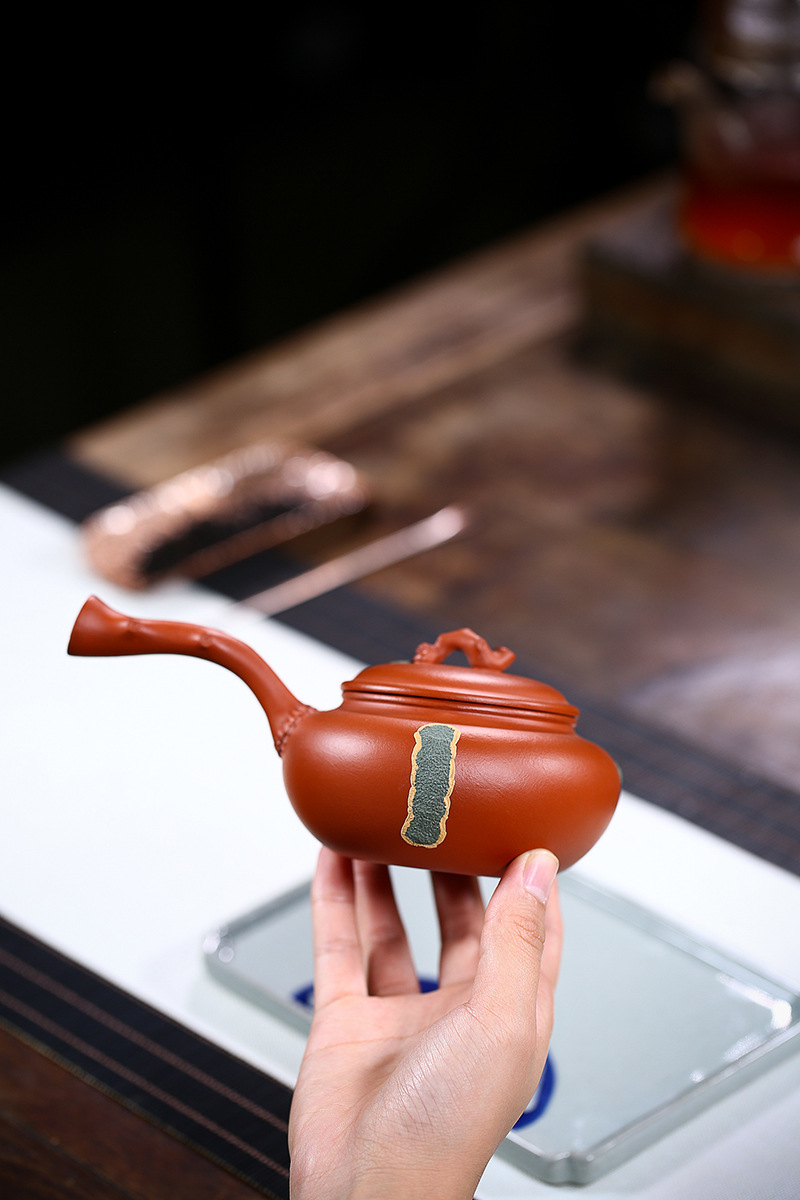 宜兴紫砂壶批发原矿朱泥松针唐羽壶纯全手工功夫茶具礼品定制代发