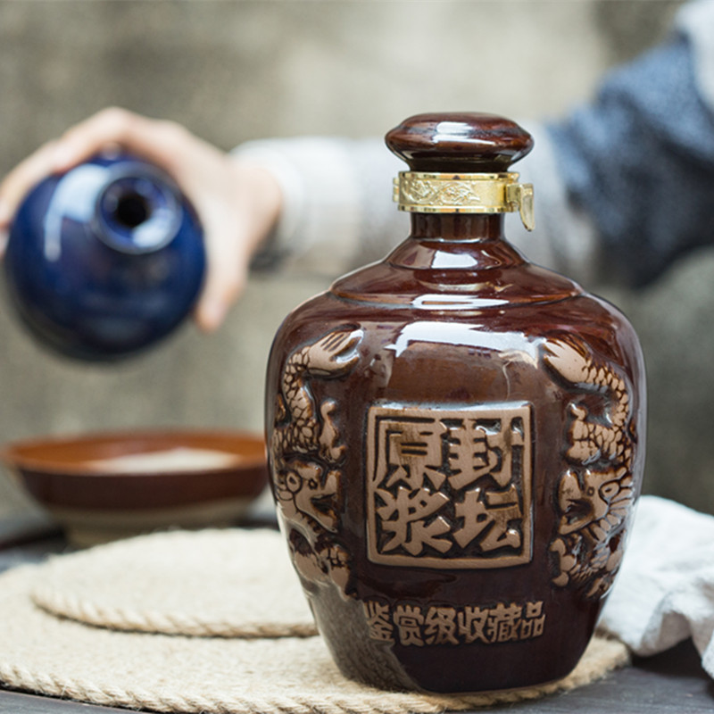 宜兴陶瓷酒瓶1斤五斤装土陶酒罐家用酒壶2斤白酒黄酒散酒陶瓷酒坛