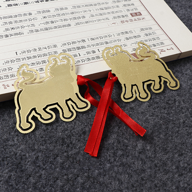中式风格牛家族读书书签迷你金属可爱学生书签礼物纸页夹多款供选
