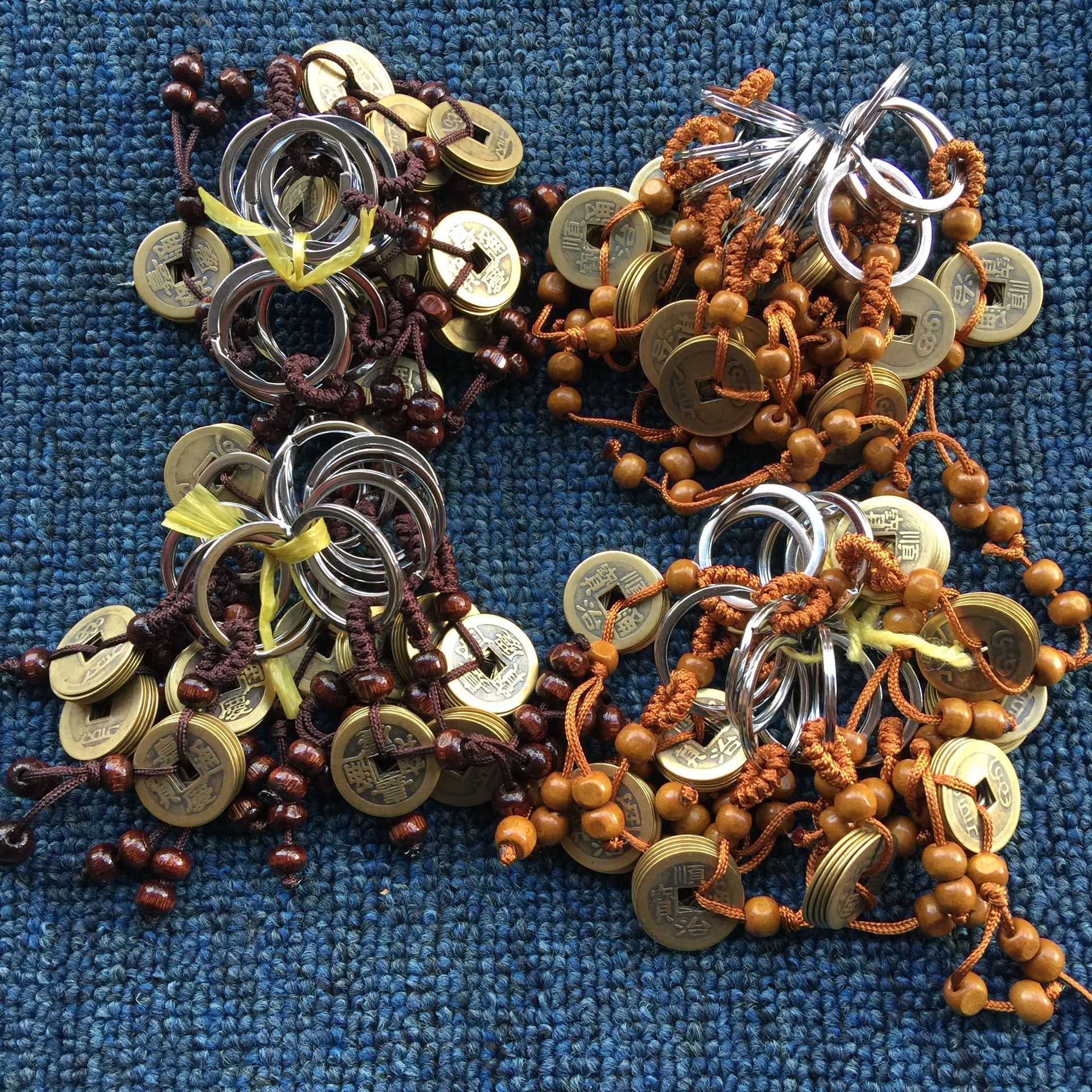 五帝钱钥匙挂铜钱挂件铜钱车挂多元配货旅游产品庙会