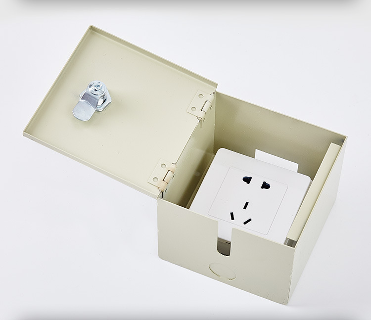 上锁插座防水盒 户外明装加厚空底电源保护盒 带锁无底防盗电铁盒