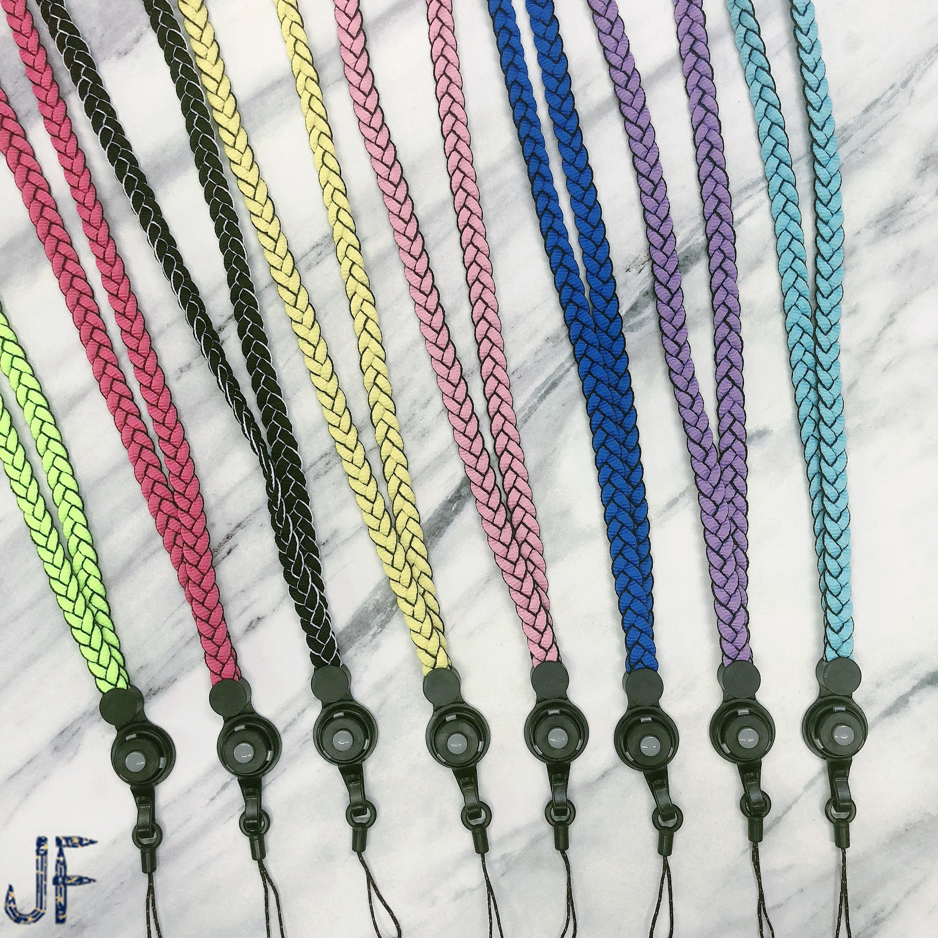 创意编织手机挂绳扁麻花绳三合一可拆分挂脖校园卡工作指环扣