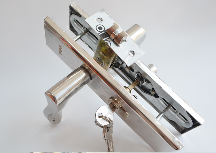 不锈钢单舌锁芯50开叉锁舌可调孔距多功能卧室门锁大58执手锁可调