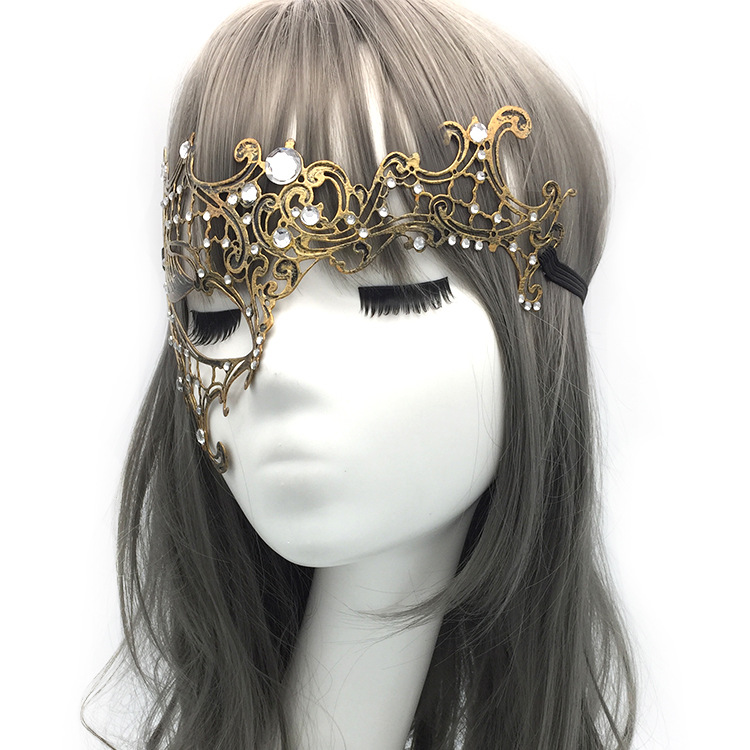 威尼斯高档化妆舞会金属铁面具 复古金色独眼半脸面具 派对眼罩