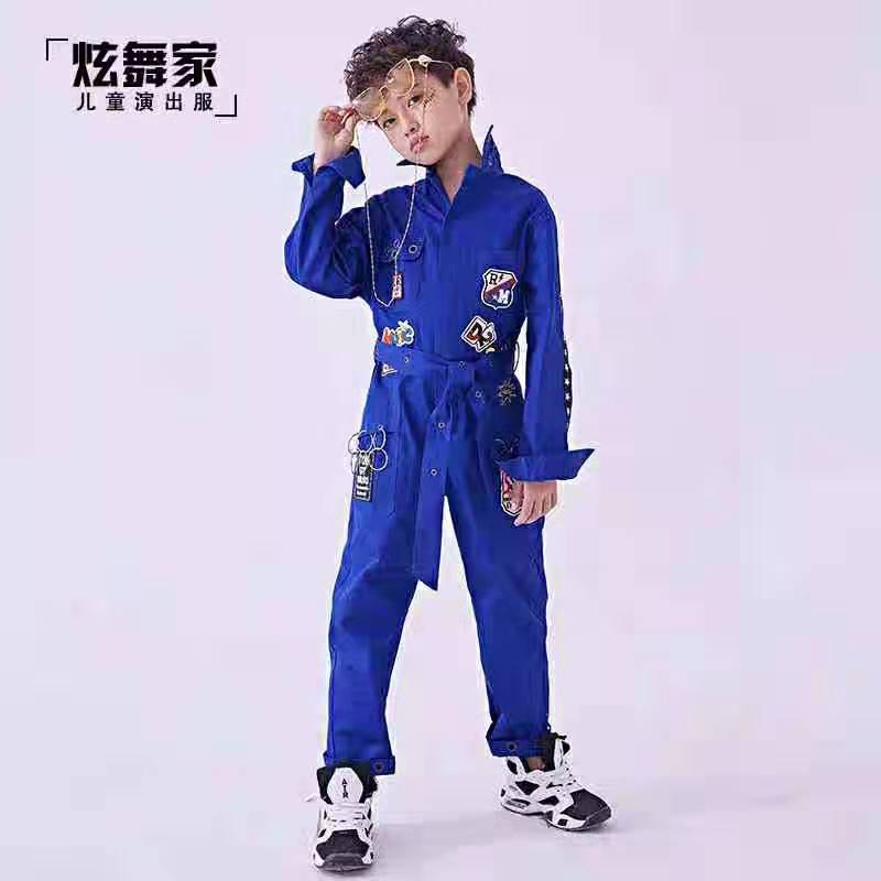 连体帅气架子鼓衣服儿童嘻哈男童中街舞大童套装潮酷演出秋季少儿