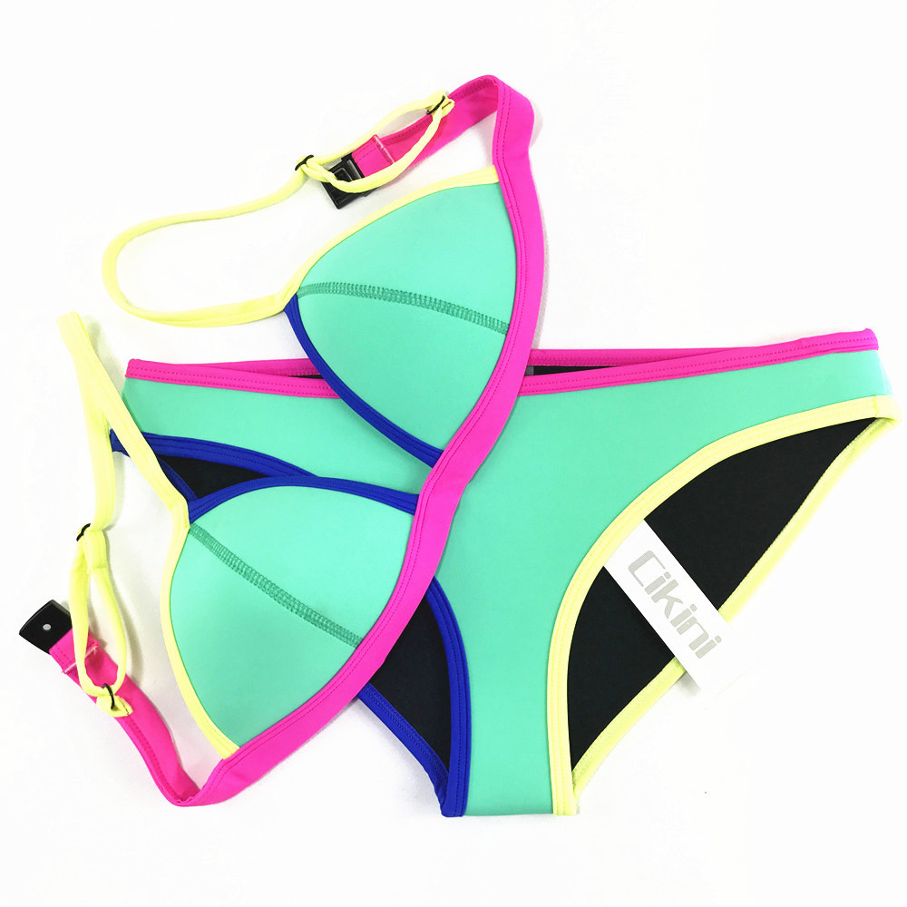 欧美跨境新款分体比基尼女 女士成人露背无胸托性感泳衣