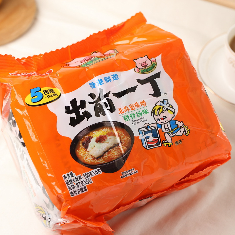 香港进口*日清出前一丁北海道味噌猪骨汤味方便面100g*5包 0602