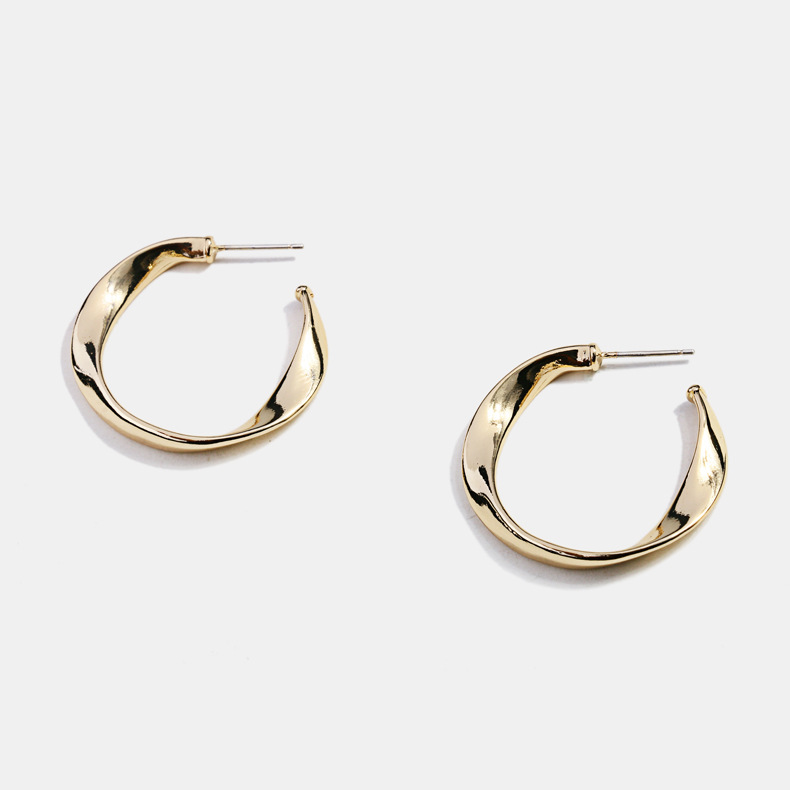 跨境女士锌合金夸张耳环欧美简约925银针c形耳环坠earrings定做