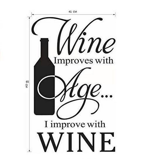 wine improves with age 英文葡萄酒瓶图案精雕艺术墙贴