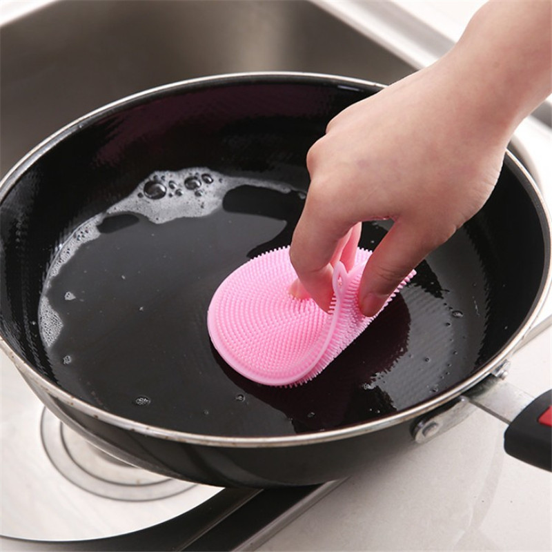 Dishcloth Multi-Functional Silicone Brush Dishwashing Brush Kitchen Decontamination Oil-Free Scouring Pad Rag Bowl and 