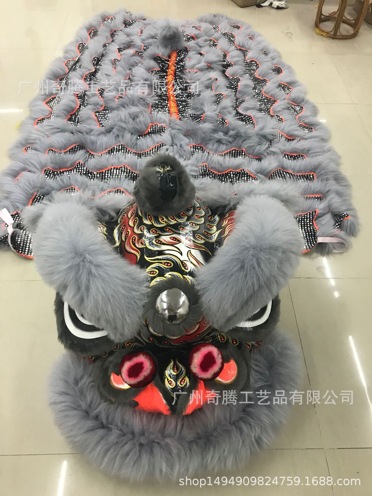 广州奇腾工艺品有限公司纯手工艺狮头架 竹蔑人工编扎龙狮传统狮