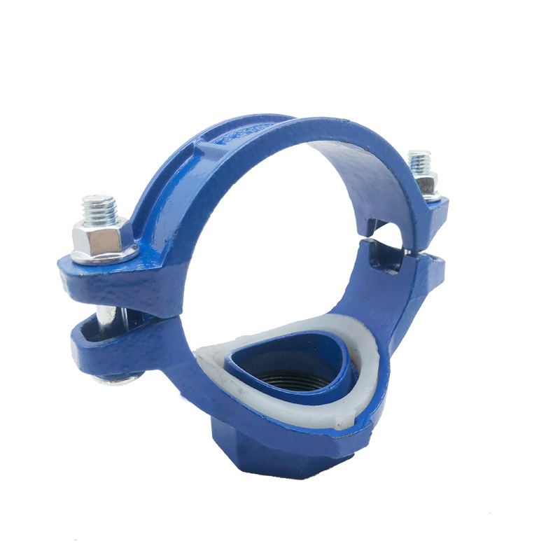 机械三通蓝色给水 消防沟槽管件 蓝色丝口机三通 沟槽机械三通