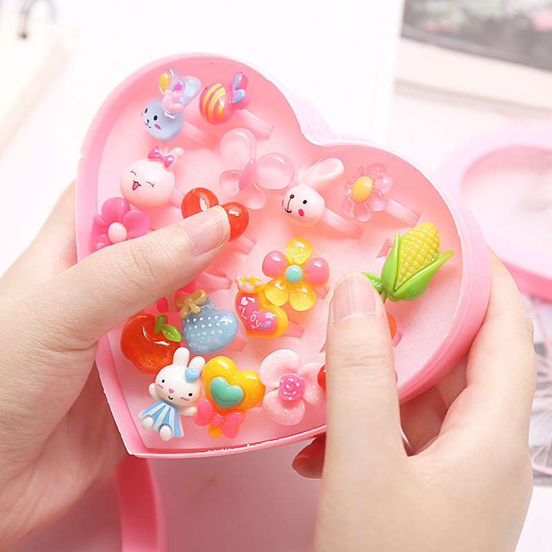 Children's Ring Ring Baby Girls Jewelry Jewelry Box Toy Cartoon Plastic Ring Small Ring Gift Kindergarten