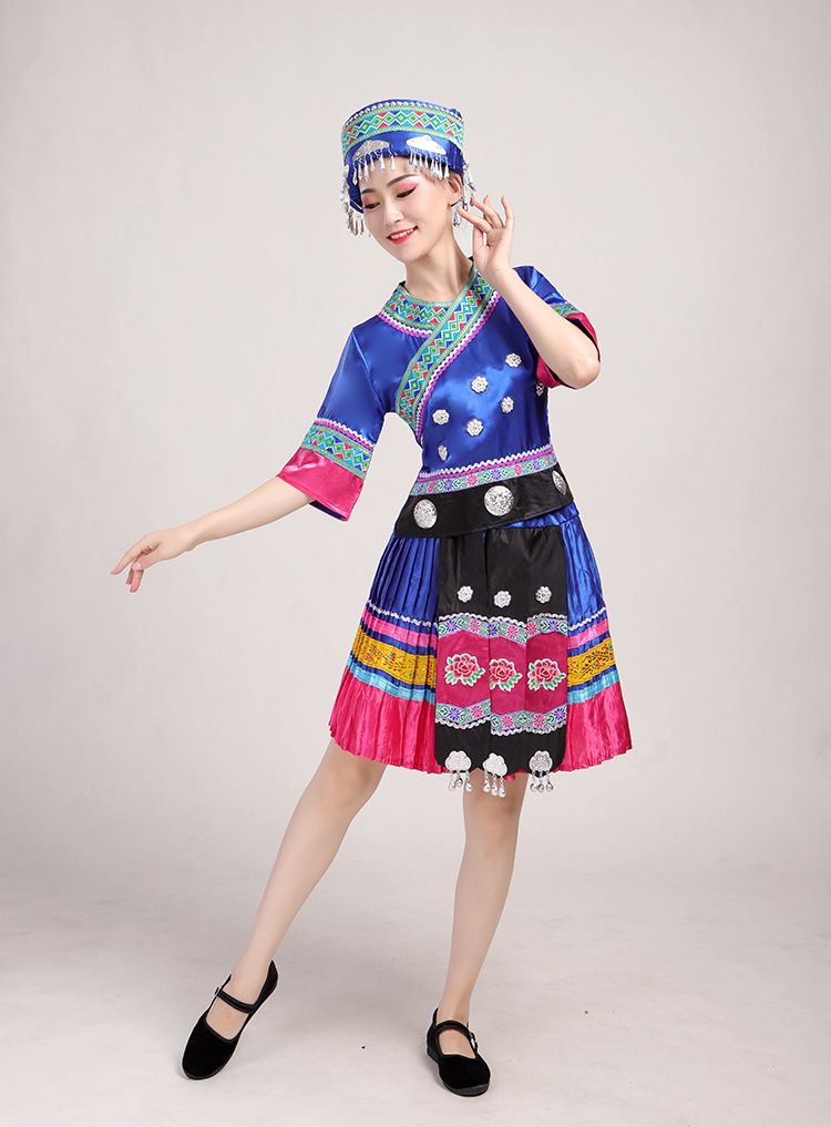 新款苗族舞蹈演出服装土家族表演服成人苗服装女云南广场舞蹈服饰