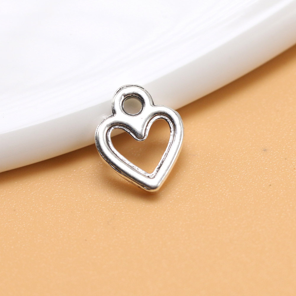 厂家直销复古银色镂空桃心型挂件吊坠diy饰品手链项链脚链爱心