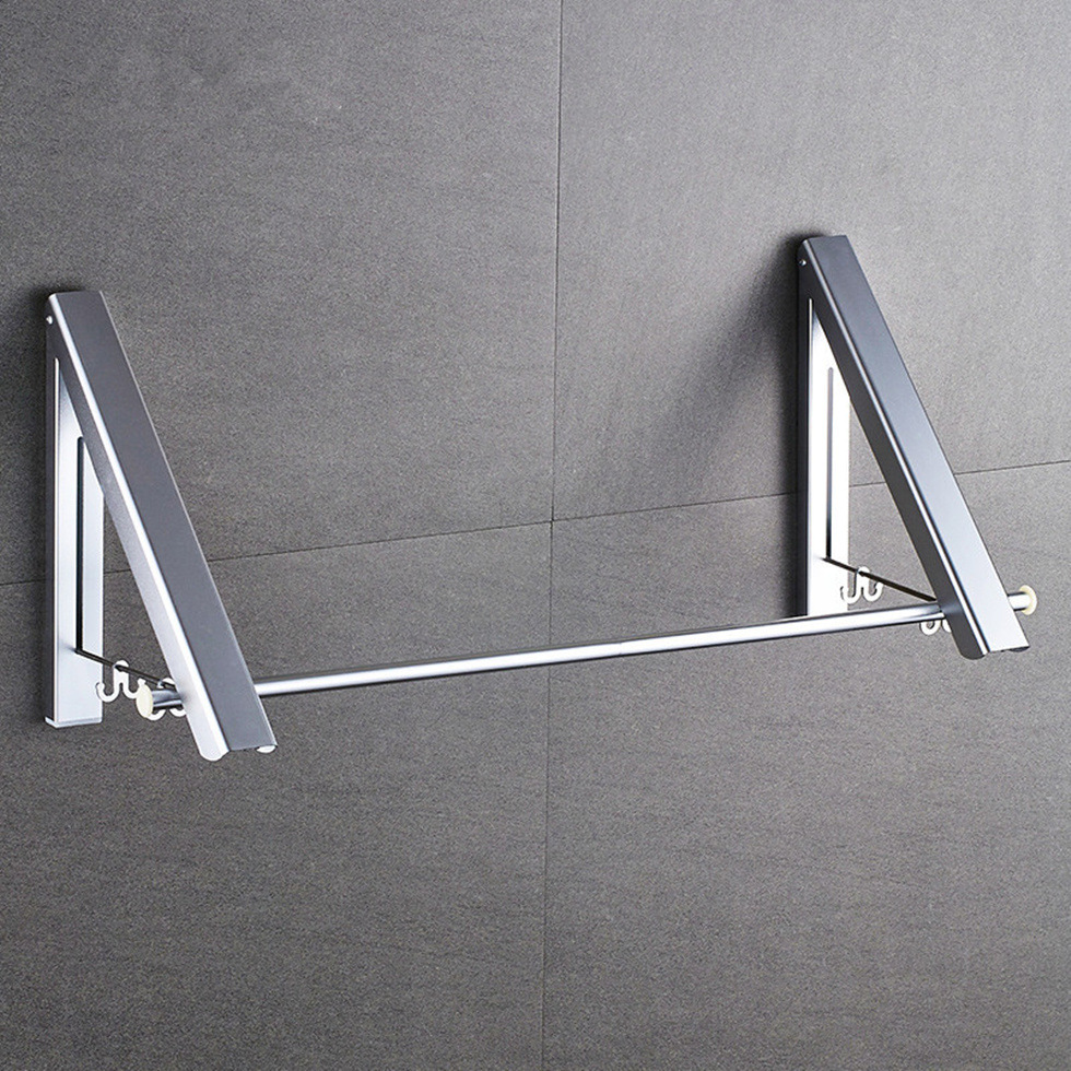 厂家壁挂式伸缩晾衣架折叠三角衣物收纳架室内室外挂杆外贸