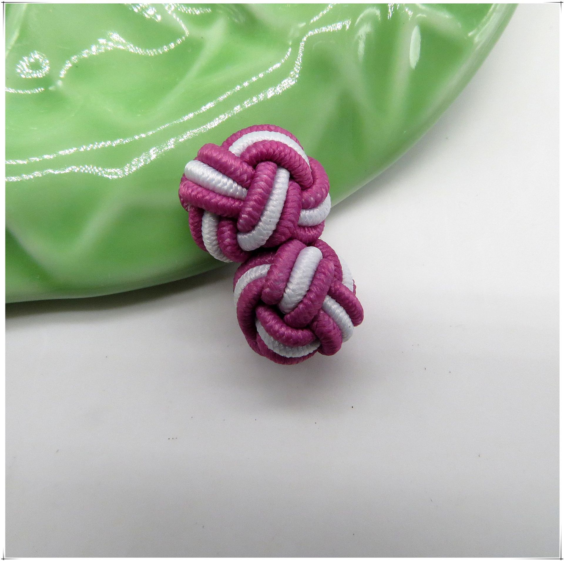 纯手工袖扣橡皮筋盘扣传统中国结编织绳扣波子两色双球松紧扣