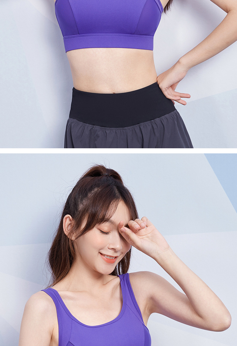 防震聚拢拼网纱内衣新款女排汗透气跑步运动bra美背交叉健身文胸