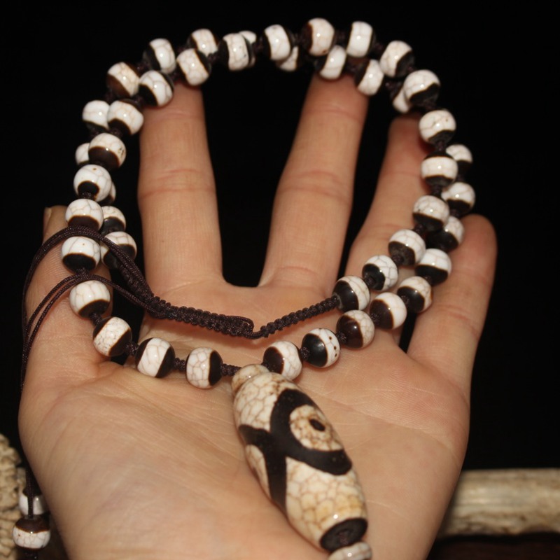 古玩杂项仿古做旧工艺品天珠玛瑙项链首饰品物件挂件